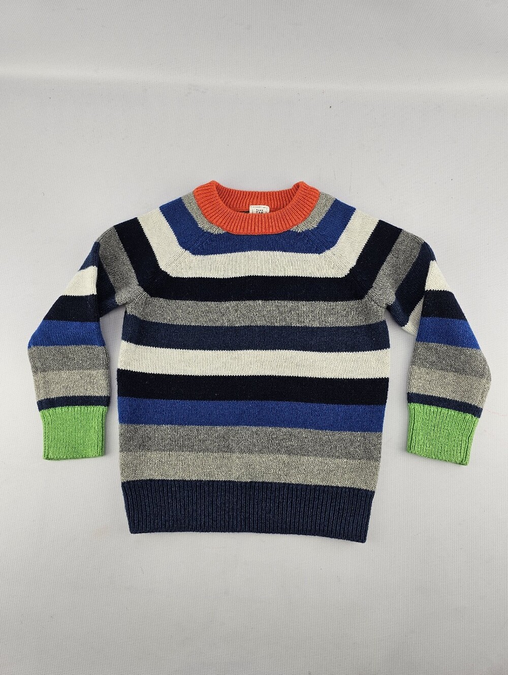 Gap Baby Toddler Boys' Blue Multicolor Striped Crewneck Knit Sweater 2T
